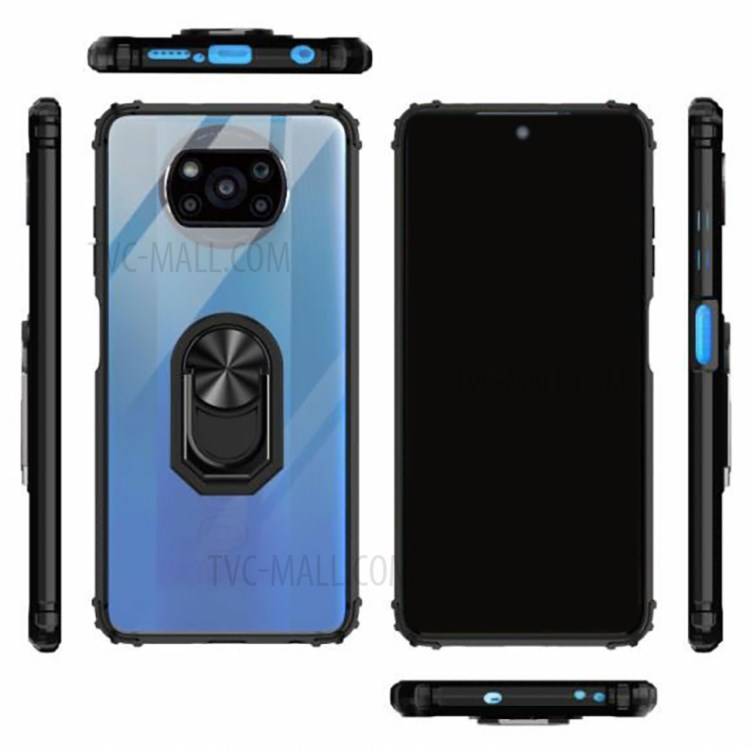 PC + TPU Hybrid Phone Case with Ring Holder Kickstand for Xiaomi Poco X3 / Poco X3 Pro / Poco X3 NFC - Red-8