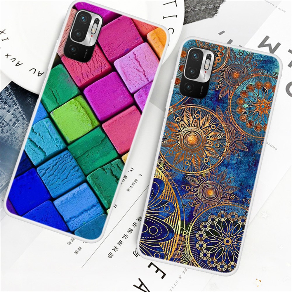 Pattern Printing Flexible Anti-Drop TPU Phone Cover Case for Xiaomi Redmi Note 10 5G / Poco M3 Pro 4G / Poco M3 Pro 5G - Chrysanthemum-2