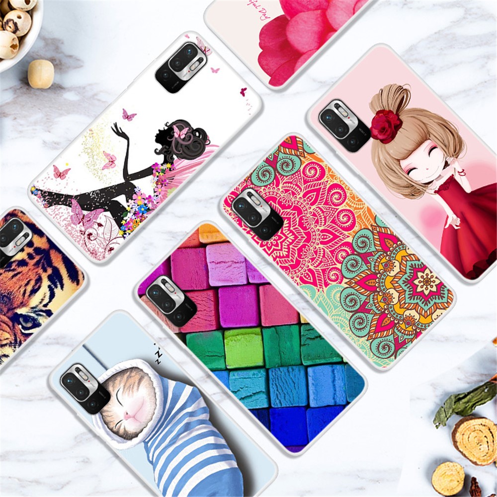 Pattern Printing Flexible Anti-Drop TPU Phone Cover Case for Xiaomi Redmi Note 10 5G / Poco M3 Pro 4G / Poco M3 Pro 5G - Chrysanthemum-4