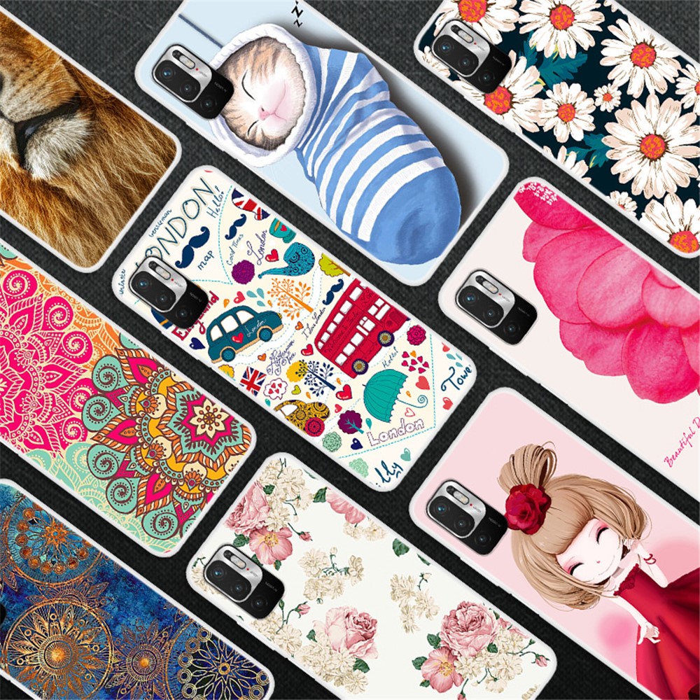 Pattern Printing Flexible Anti-Drop TPU Phone Cover Case for Xiaomi Redmi Note 10 5G / Poco M3 Pro 4G / Poco M3 Pro 5G - Chrysanthemum-5