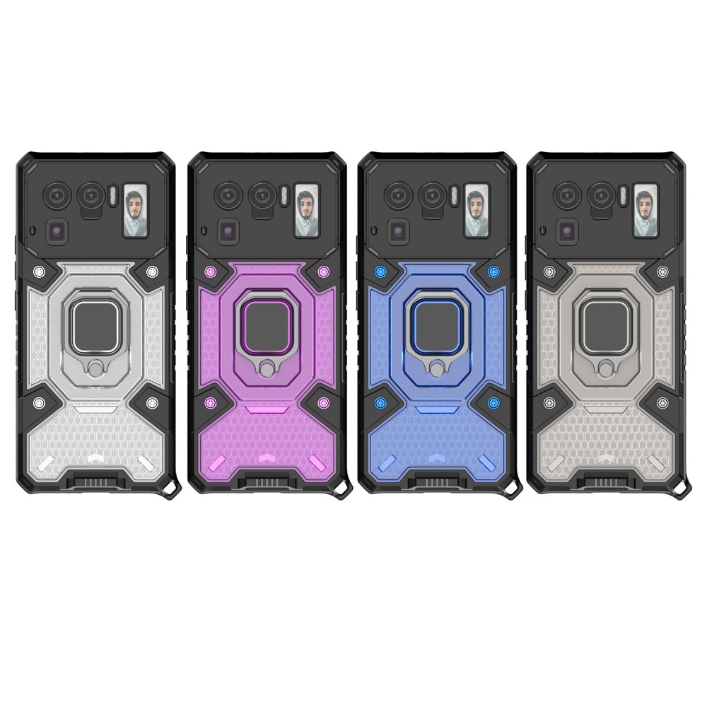 Kickstand Design PC+TPU Hybrid Phone Case Cover Shell Built-in Magnetic Holder for Xiaomi Mi 11 Ultra - Grey-11