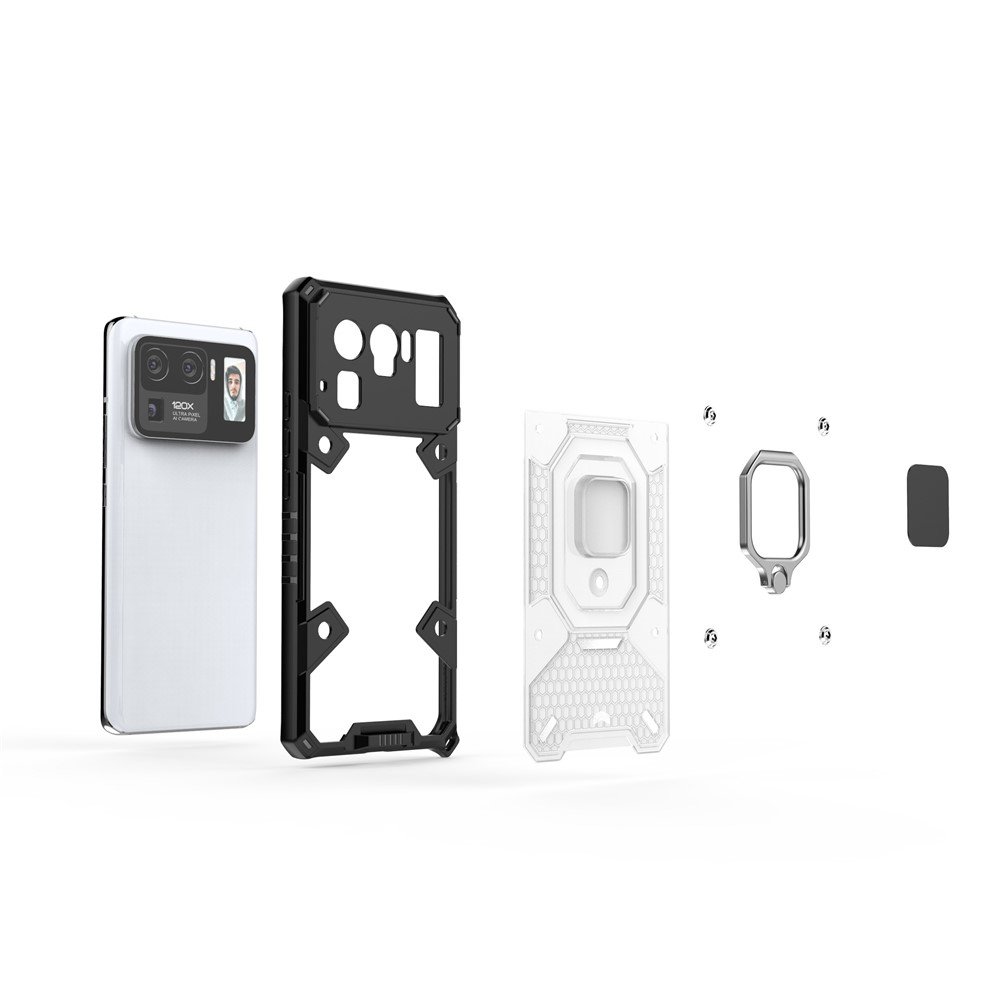 Kickstand Design PC+TPU Hybrid Phone Case Cover Shell Built-in Magnetic Holder for Xiaomi Mi 11 Ultra - Grey-5