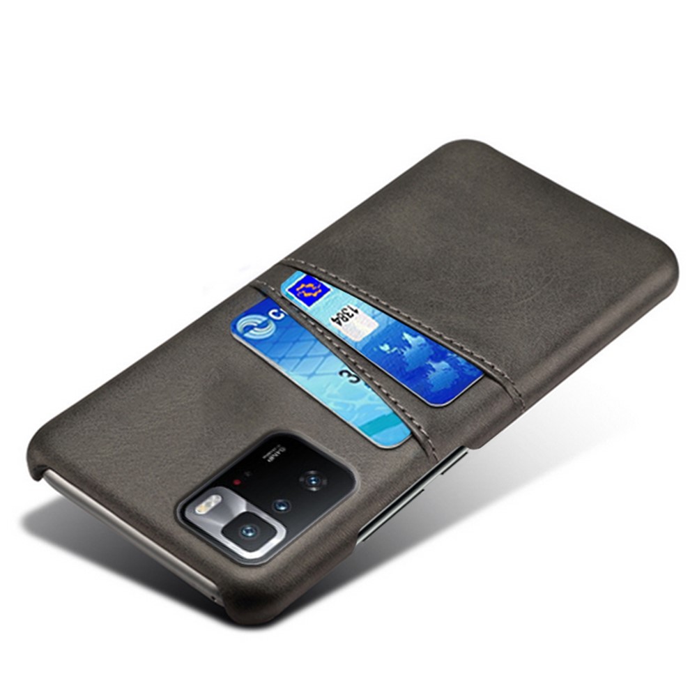 KSQ Leather Coated PC Case Mobile Phone Cover with Double Card Slots for Xiaomi Redmi Note 10 Pro 5G (China) - Black-3