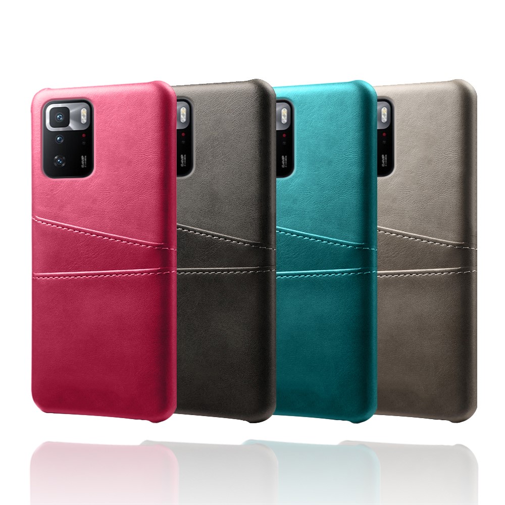 KSQ Leather Coated PC Case Mobile Phone Cover with Double Card Slots for Xiaomi Redmi Note 10 Pro 5G (China) - Black-5