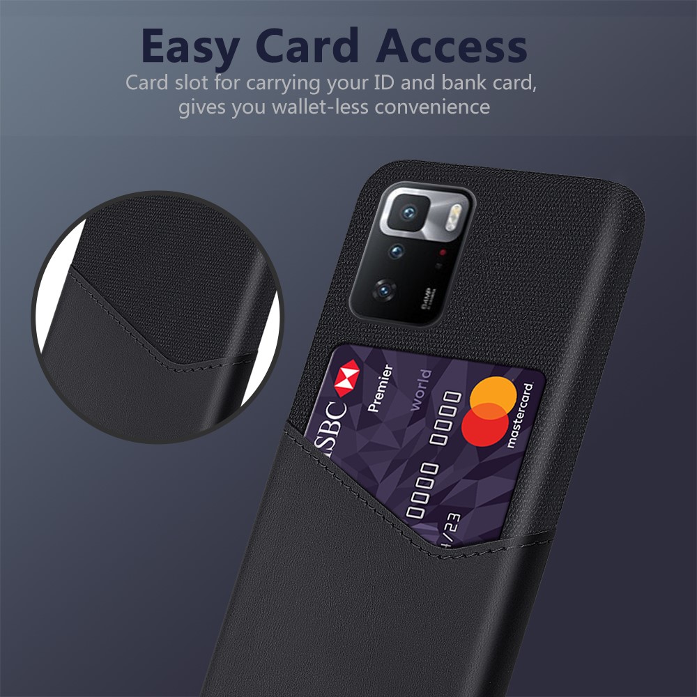 KSQ Cloth Texture Hybrid Phone Case with Card Slot Design for Xiaomi Redmi Note 10 Pro (China) - Black-2
