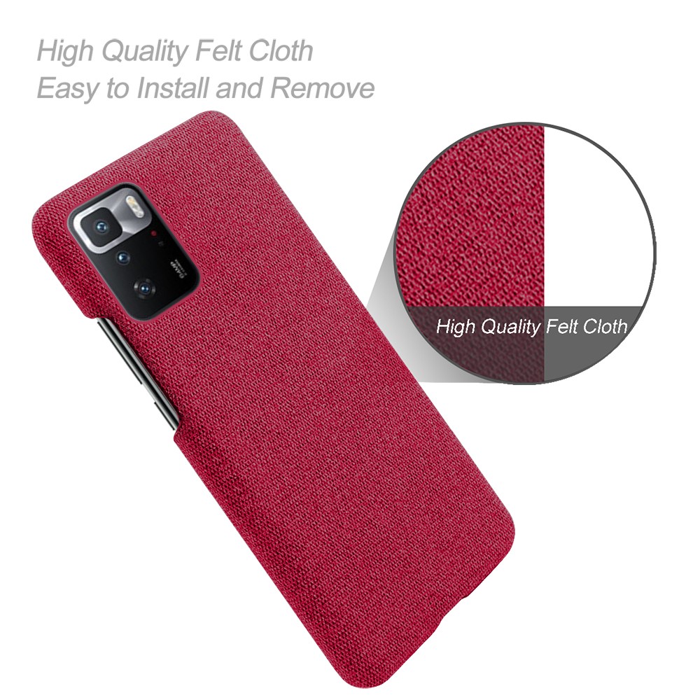 KSQ Plastic Recouvert De Tissu Back Case Pour Xiaomi Redmi Note 10 Pro (Chine) - Rouge-4