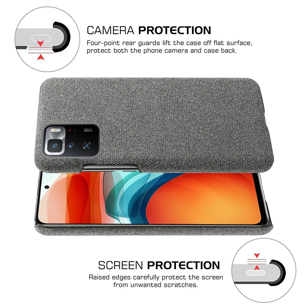 KSQ Plastic Recouvert De Tissu Back Case Pour Xiaomi Redmi Note 10 Pro (Chine) - Gris-5