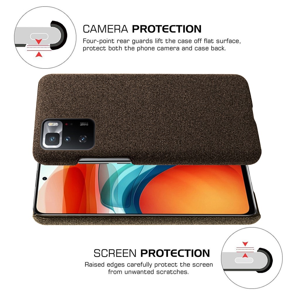 KSQ-Kunststoff Mit Tuch Back-Koffer Für Xiaomi Redmi-Anmerkung 10 Pro (China) - Braun-5
