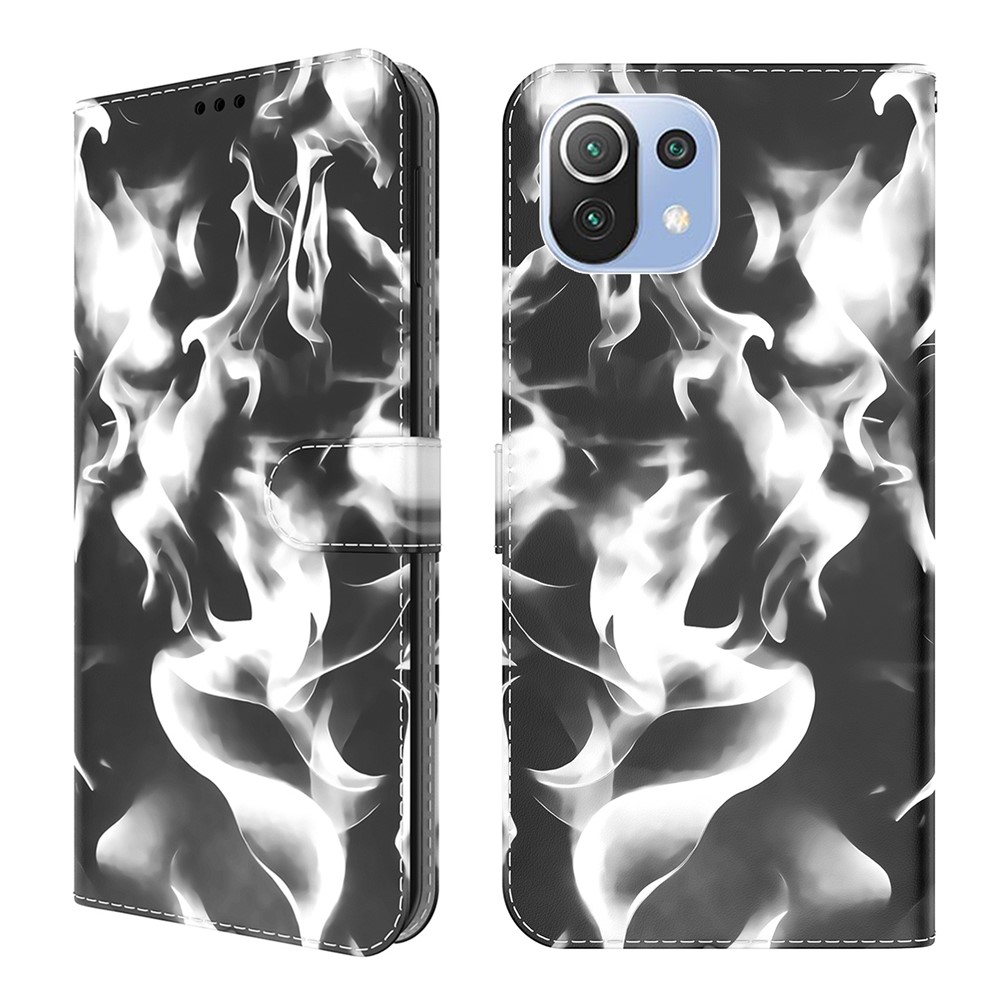 Full Protection Fog Pattern Printing Leather Wallet Design Stand Phone Cover for Xiaomi Mi 11 Lite 5G / 4G - Black-1