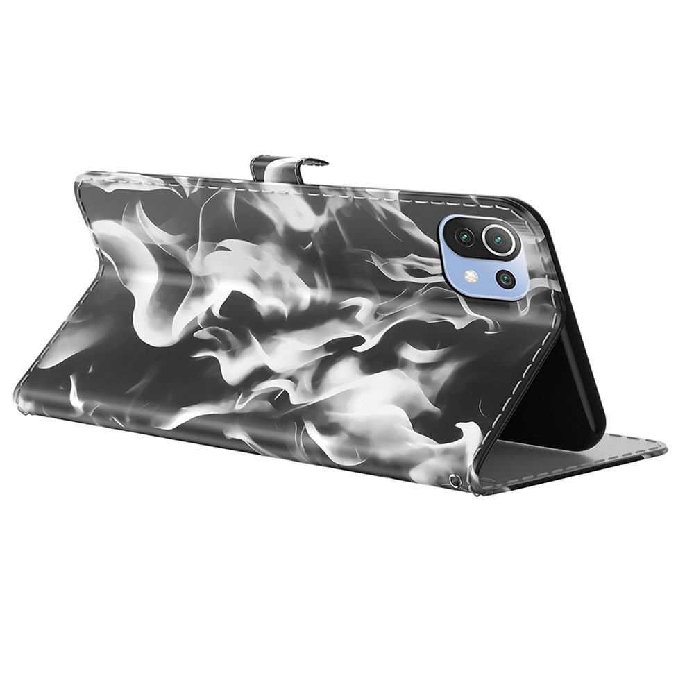 Full Protection Fog Pattern Printing Leather Wallet Design Stand Phone Cover for Xiaomi Mi 11 Lite 5G / 4G - Black-2