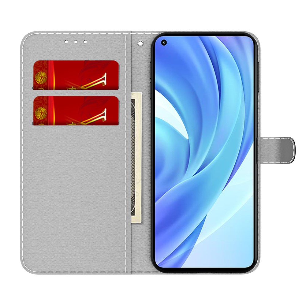 Full Protection Fog Pattern Printing Leather Wallet Design Stand Phone Cover for Xiaomi Mi 11 Lite 5G / 4G - Black-3