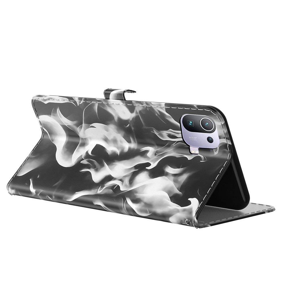 Full Protection Fog Pattern Printing Leather Wallet Design Stand Phone Cover for Xiaomi Mi 11 Pro - Black-2