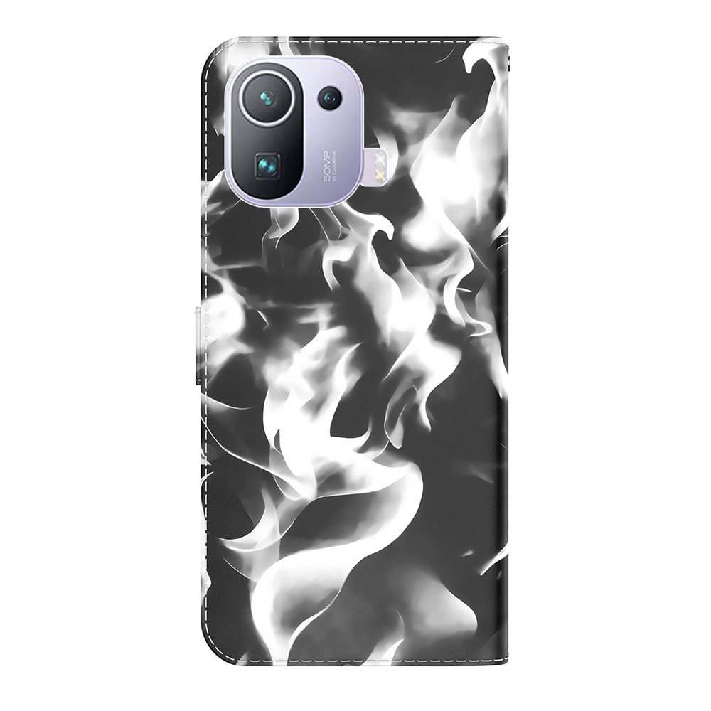 Full Protection Fog Pattern Printing Leather Wallet Design Stand Phone Cover for Xiaomi Mi 11 Pro - Black-4