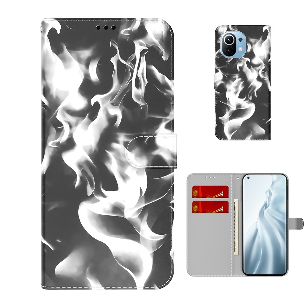 Fog Pattern Printing Wallet Stand Phone Case Leather Cover for Xiaomi Mi 11 - Black-5