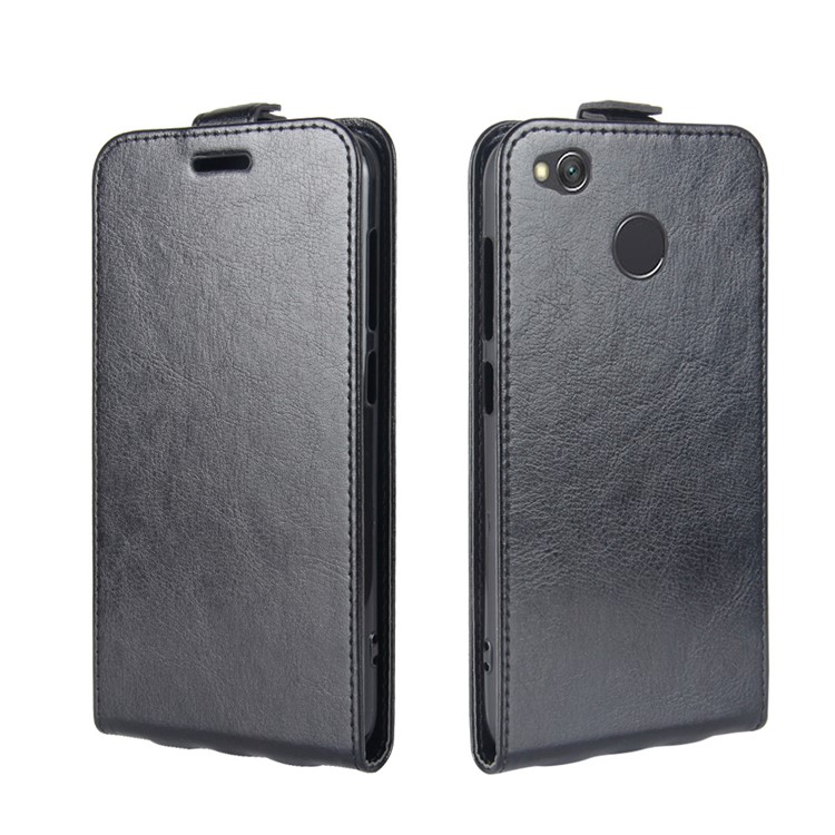 Crazy Horse Leather Vertical Card Slot Case for Xiaomi Redmi 4X - Black-4
