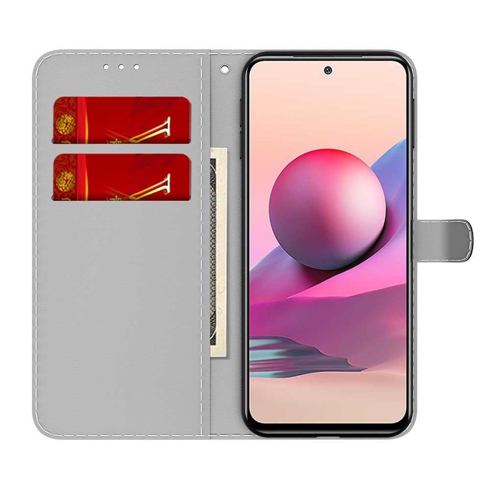 Fog Pattern Printing Leather Wallet Design Stand Phone Cover for Xiaomi Redmi Note 10 4G / Redmi Note 10S - Black-3