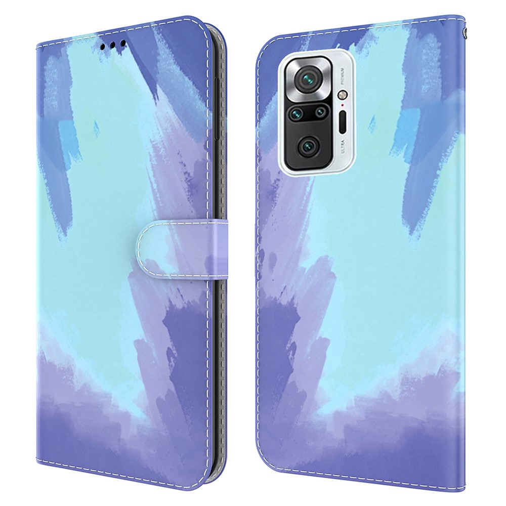 Stylish Watercolor Leather Phone Cover Case with Wallet for Xiaomi Redmi Note 10 Pro/Note 10 Pro Max - Winter Snow-1