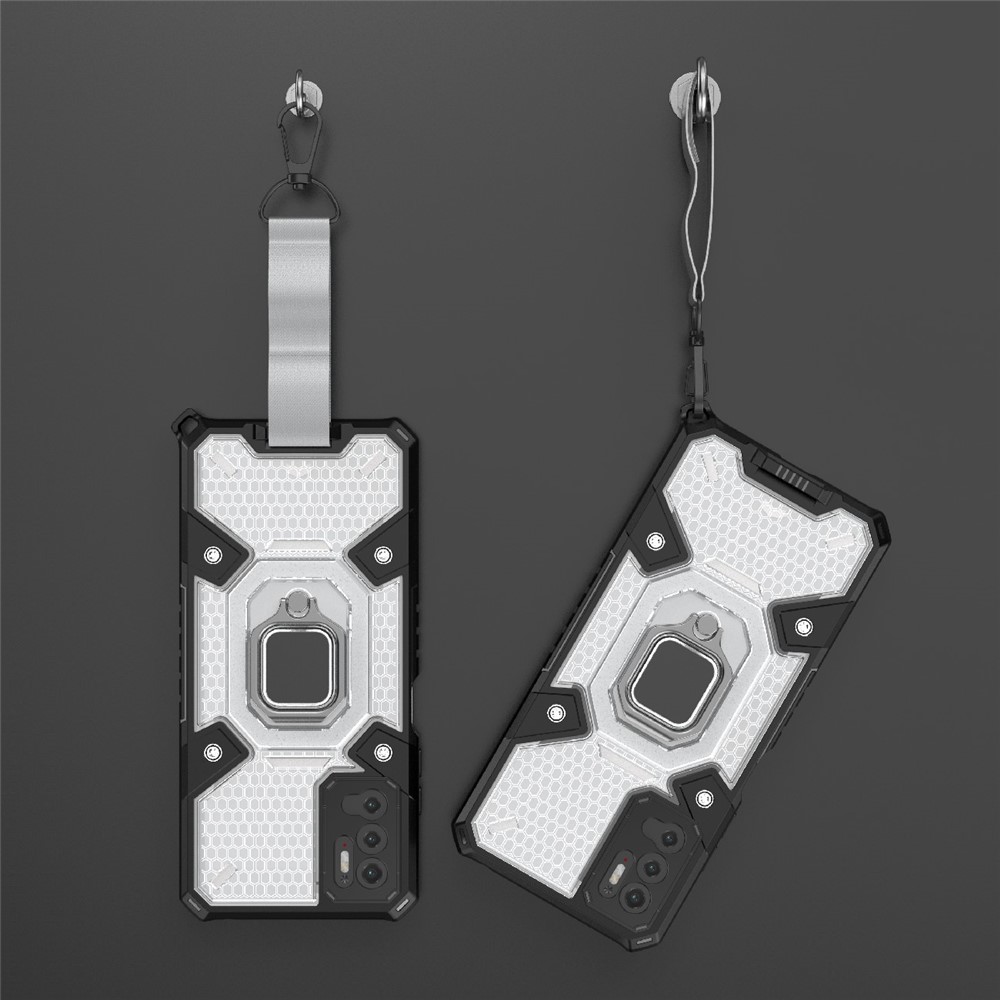 PC+TPU Hybrid Phone Case Built-in Magnetic Holder with Kickstand for Xiaomi Redmi Note 10 5G / Poco M3 Pro 4G / 5G - White-10