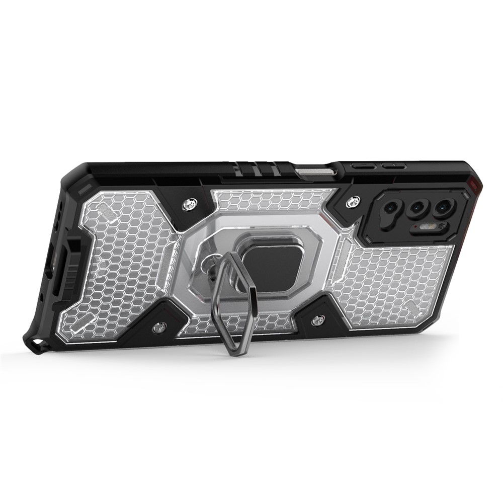 PC+TPU Hybrid Phone Case Built-in Magnetic Holder with Kickstand for Xiaomi Redmi Note 10 5G / Poco M3 Pro 4G / 5G - White-2