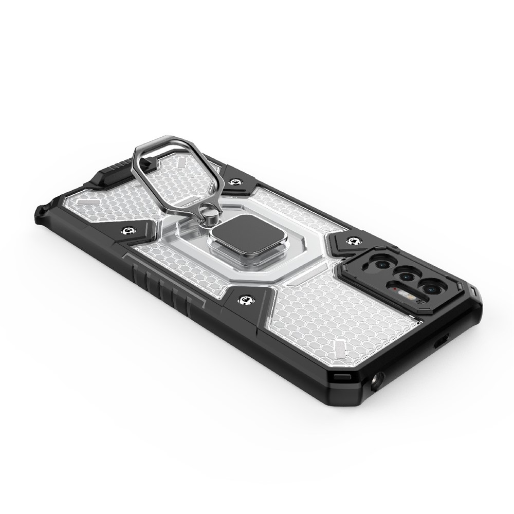 PC+TPU Hybrid Phone Case Built-in Magnetic Holder with Kickstand for Xiaomi Redmi Note 10 5G / Poco M3 Pro 4G / 5G - White-4