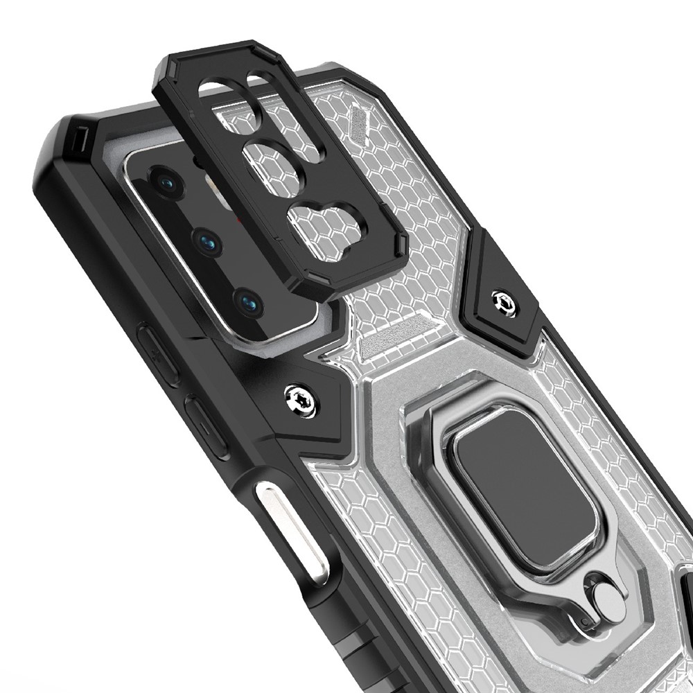 PC+TPU Hybrid Phone Case Built-in Magnetic Holder with Kickstand for Xiaomi Redmi Note 10 5G / Poco M3 Pro 4G / 5G - White-5
