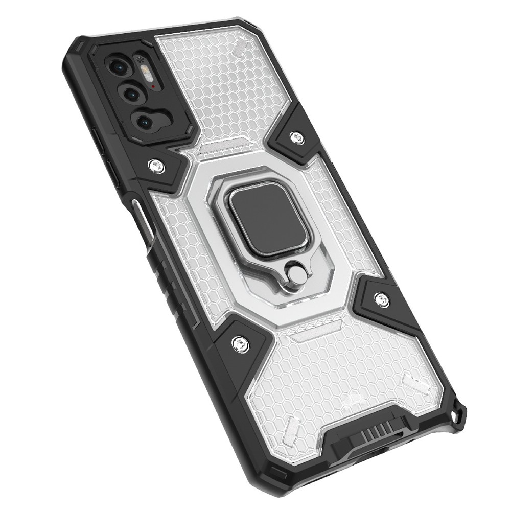 PC+TPU Hybrid Phone Case Built-in Magnetic Holder with Kickstand for Xiaomi Redmi Note 10 5G / Poco M3 Pro 4G / 5G - White-7