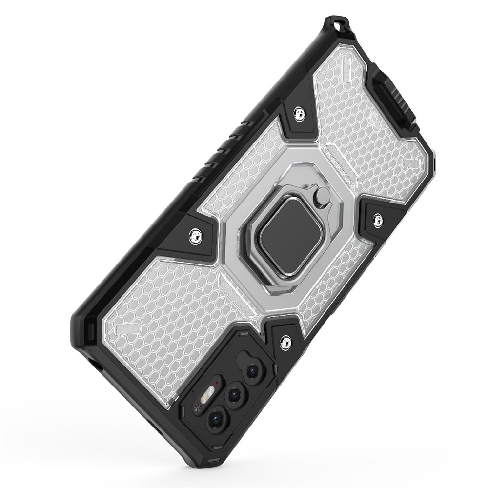 PC+TPU Hybrid Phone Case Built-in Magnetic Holder with Kickstand for Xiaomi Redmi Note 10 5G / Poco M3 Pro 4G / 5G - White-8