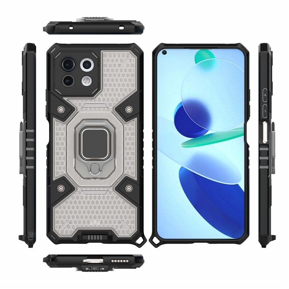 Kickstand Hybrid Hard PC Soft TPU Shockproof Protective Case for Xiaomi Mi 11 Lite 5G / 4G - Grey-3