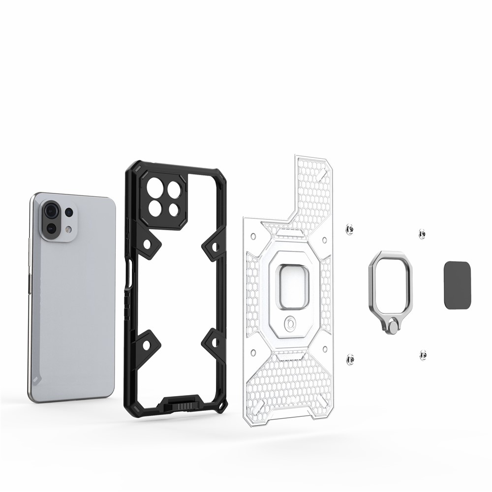 Kickstand Hybrid Hard PC Soft TPU Shockproof Protective Case for Xiaomi Mi 11 Lite 5G / 4G - Grey-6