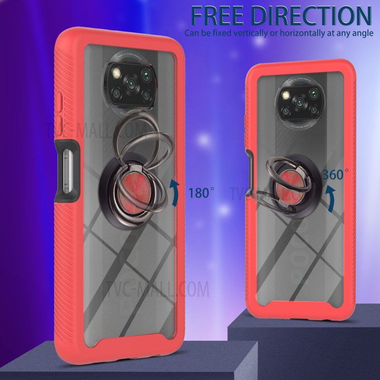 360-Degree Full Coverage TPU + PC Hybrid Phone Cover Case with Kickstand for Xiaomi Poco X3/Poco X3 Pro/Poco X3 NFC - Red-2