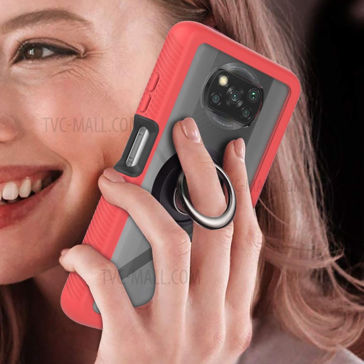 360-Degree Full Coverage TPU + PC Hybrid Phone Cover Case with Kickstand for Xiaomi Poco X3/Poco X3 Pro/Poco X3 NFC - Red-4