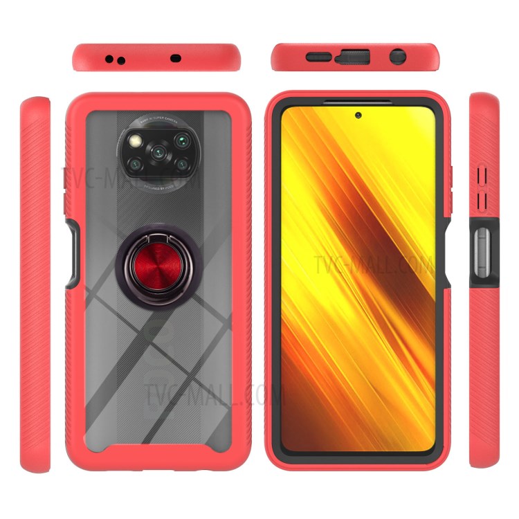 360-Degree Full Coverage TPU + PC Hybrid Phone Cover Case with Kickstand for Xiaomi Poco X3/Poco X3 Pro/Poco X3 NFC - Red-5