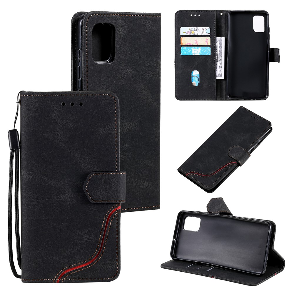 Skin-touch Feel Tri-color Splicing PU Leather Flip Case Wallet Stand Cellphone Cover for Xiaomi Redmi Note 10 5G/Poco M3 Pro 4G/Poco M3 Pro 5G - Black-10