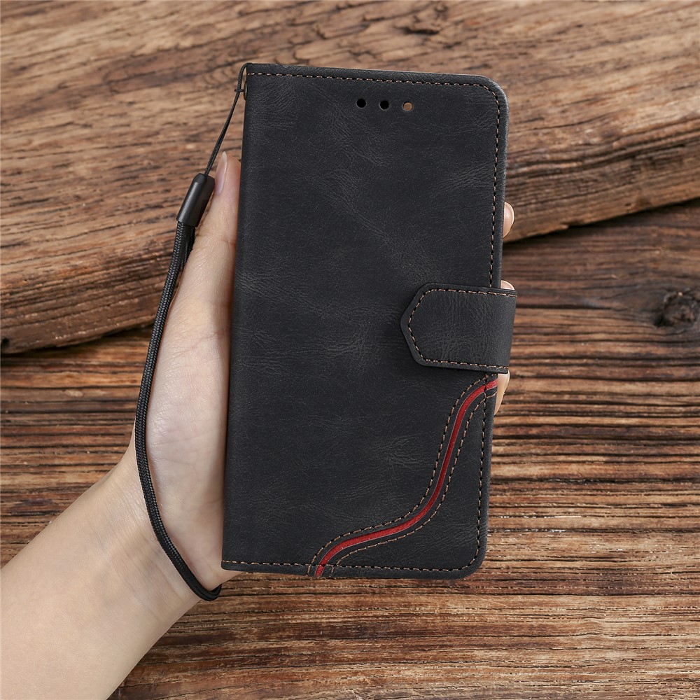 Skin-touch Feel Tri-color Splicing PU Leather Flip Case Wallet Stand Cellphone Cover for Xiaomi Redmi Note 10 5G/Poco M3 Pro 4G/Poco M3 Pro 5G - Black-11