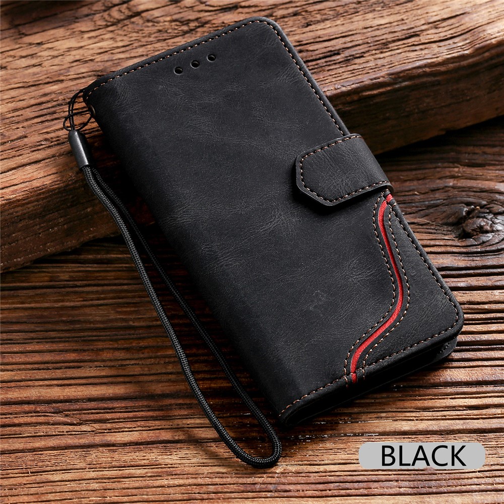 Skin-touch Feel Tri-color Splicing PU Leather Flip Case Wallet Stand Cellphone Cover for Xiaomi Redmi Note 10 5G/Poco M3 Pro 4G/Poco M3 Pro 5G - Black-12