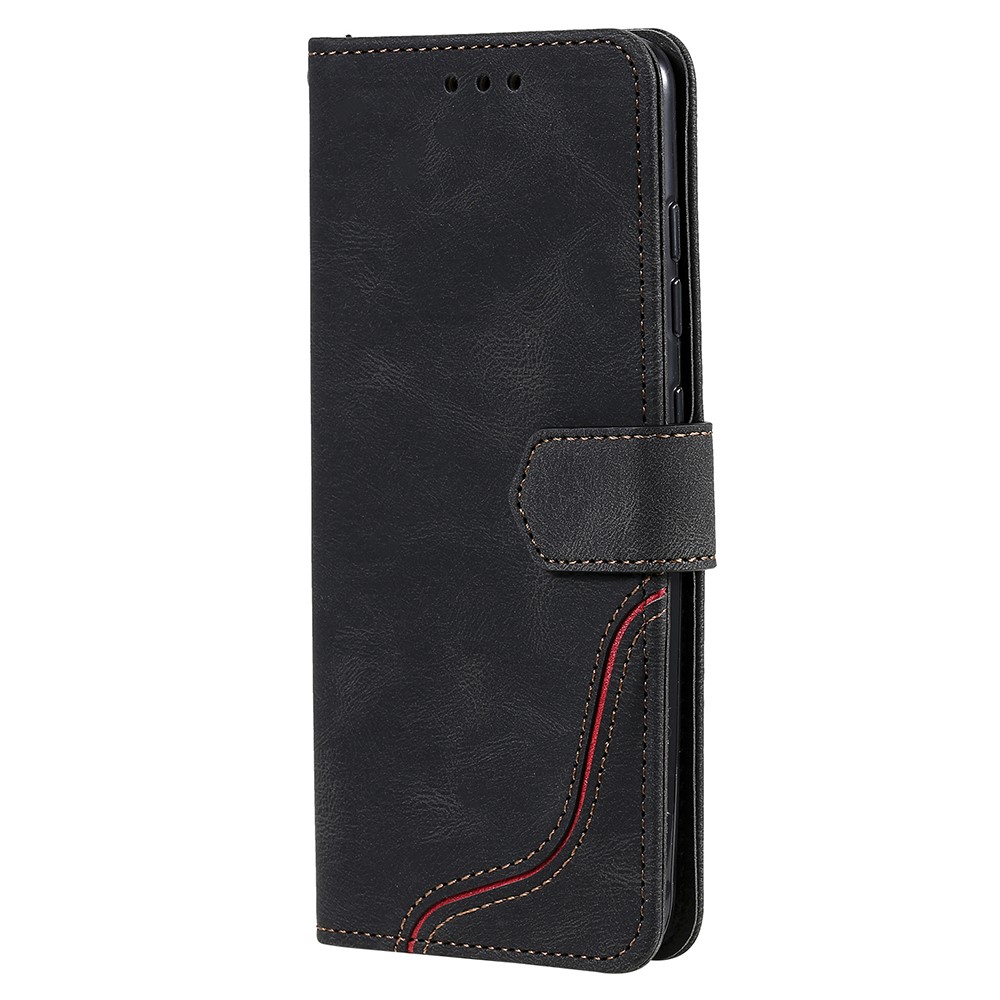 Skin-touch Feel Tri-color Splicing PU Leather Flip Case Wallet Stand Cellphone Cover for Xiaomi Redmi Note 10 5G/Poco M3 Pro 4G/Poco M3 Pro 5G - Black-3