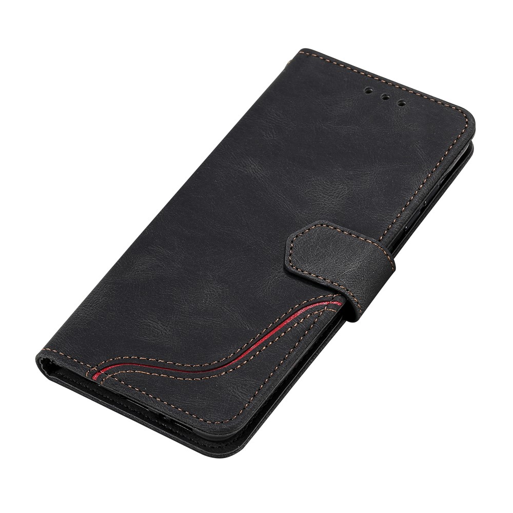 Skin-touch Feel Tri-color Splicing PU Leather Flip Case Wallet Stand Cellphone Cover for Xiaomi Redmi Note 10 5G/Poco M3 Pro 4G/Poco M3 Pro 5G - Black-9