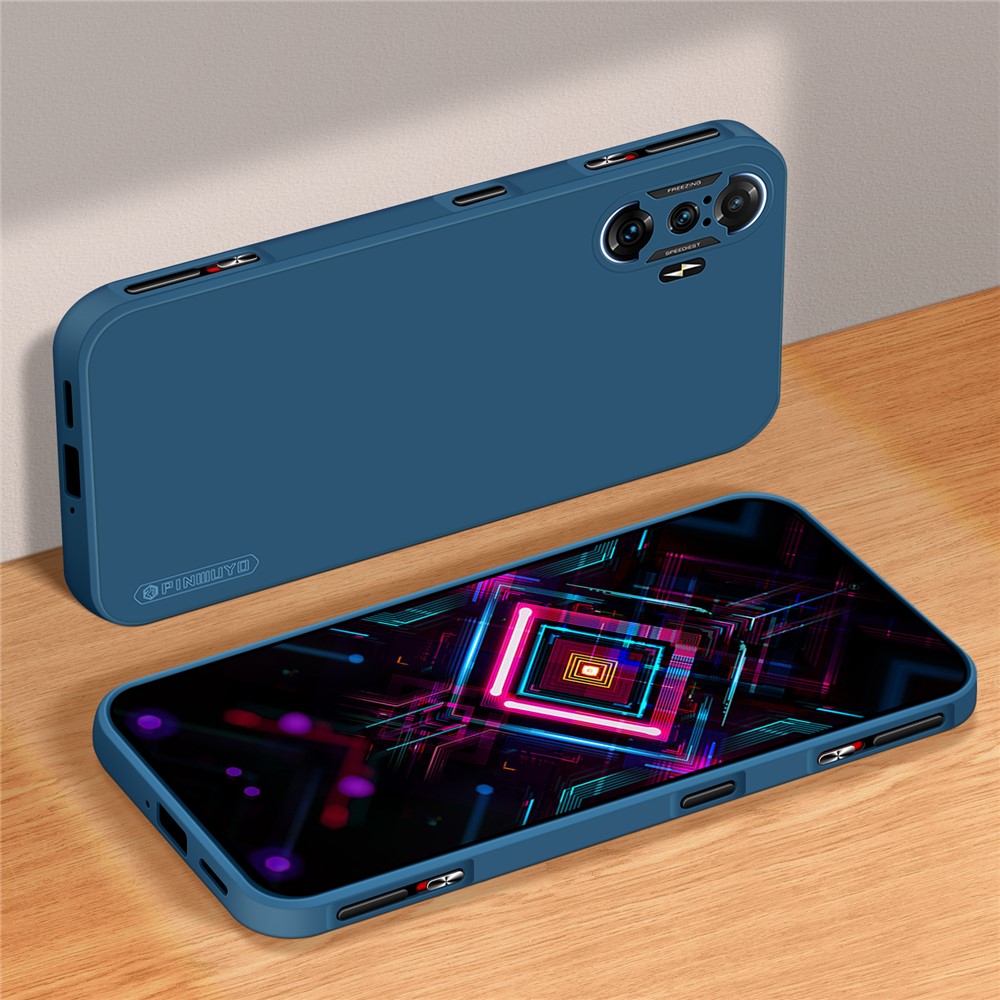 PINWUYO Soft Silicone + TPU Cell Phone Case Cover Protector for Xiaomi Redmi K40 Gaming - Dark Blue-2