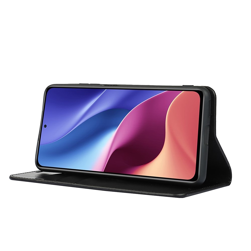 Wallet Stand Design Crazy Horse Genuine Leather Phone Case for Xiaomi Mi 11i / Poco F3 / Redmi K40 / K40 Pro - Black-6
