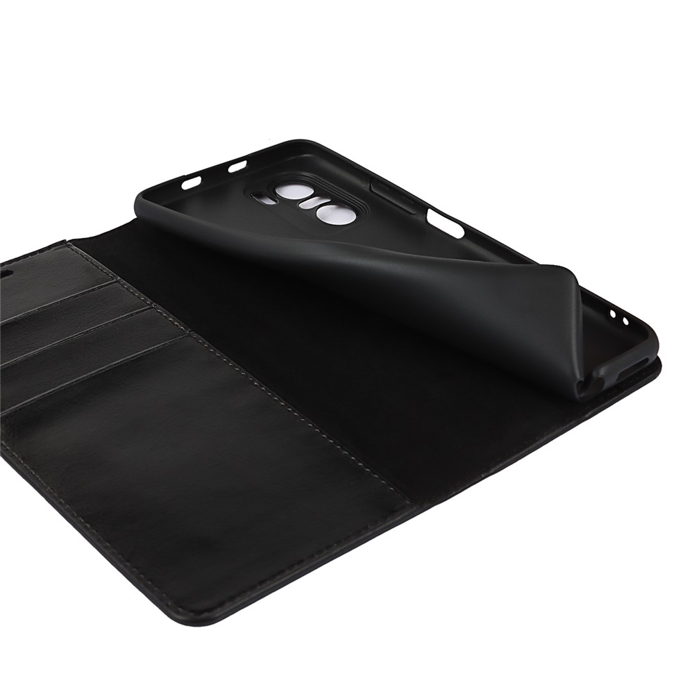 Wallet Stand Design Crazy Horse Genuine Leather Phone Case for Xiaomi Mi 11i / Poco F3 / Redmi K40 / K40 Pro - Black-7
