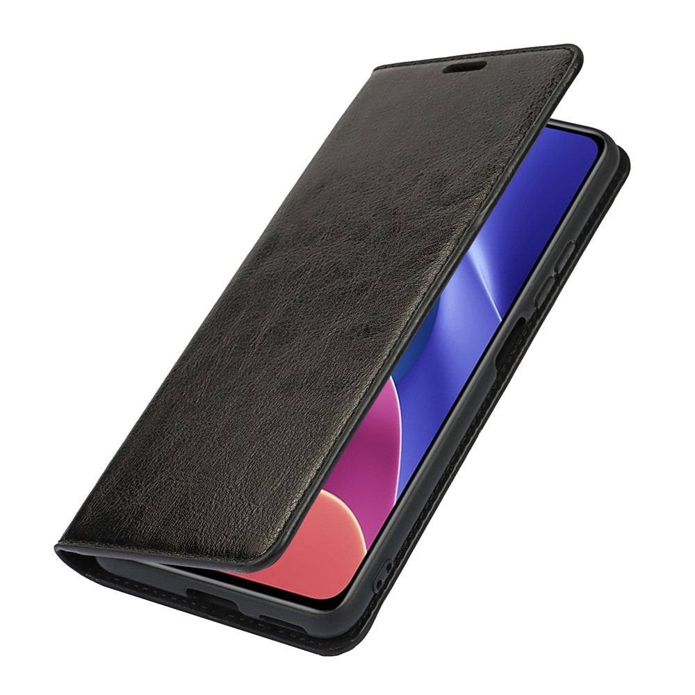 Wallet Stand Design Crazy Horse Genuine Leather Phone Case for Xiaomi Mi 11i / Poco F3 / Redmi K40 / K40 Pro - Black-8