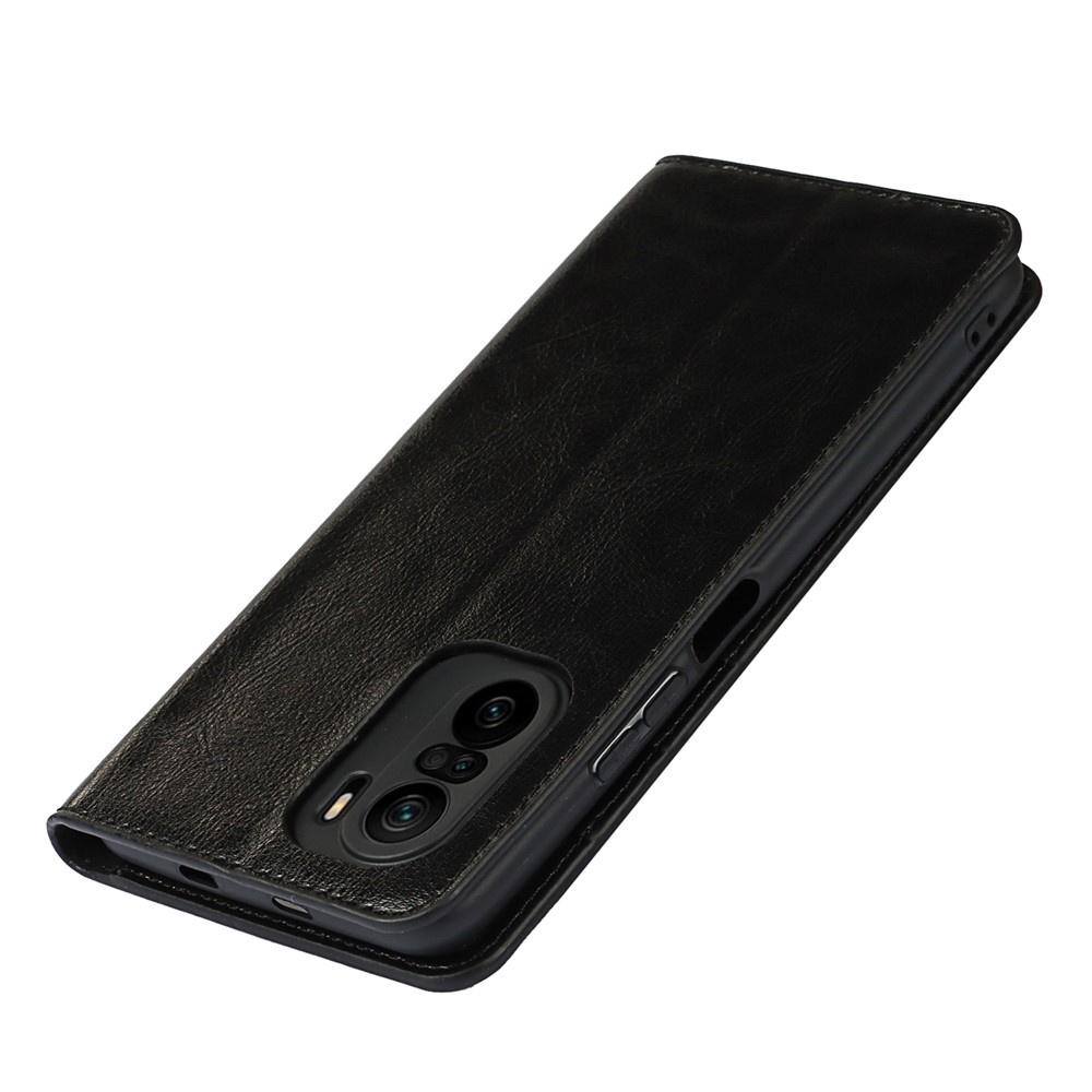 Wallet Stand Design Crazy Horse Genuine Leather Phone Case for Xiaomi Mi 11i / Poco F3 / Redmi K40 / K40 Pro - Black-9