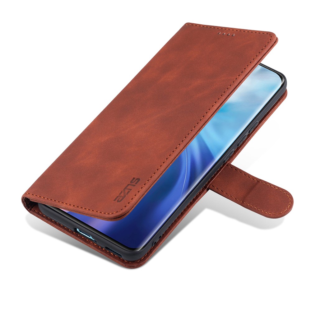 AZNS PU Leather Phone Cover Shell with Wallet Stand for Xiaomi Mi 11 - Brown-4