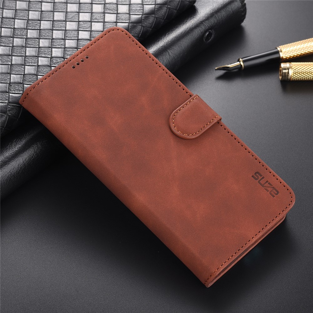 AZNS PU Leather Phone Cover Shell with Wallet Stand for Xiaomi Mi 11 - Brown-5