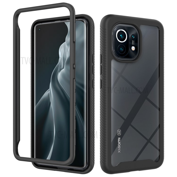 PC + TPU + Acrylic Hybrid Case Full Protection Phone Cover for Xiaomi Mi 11 - Black-1
