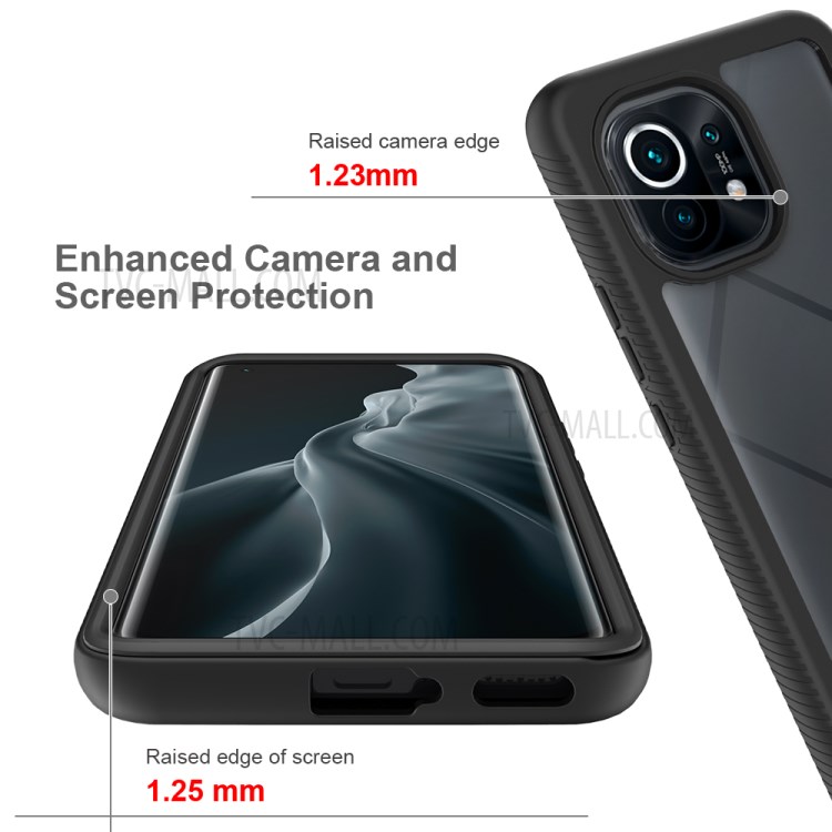 PC + TPU + Acrylic Hybrid Case Full Protection Phone Cover for Xiaomi Mi 11 - Black-3