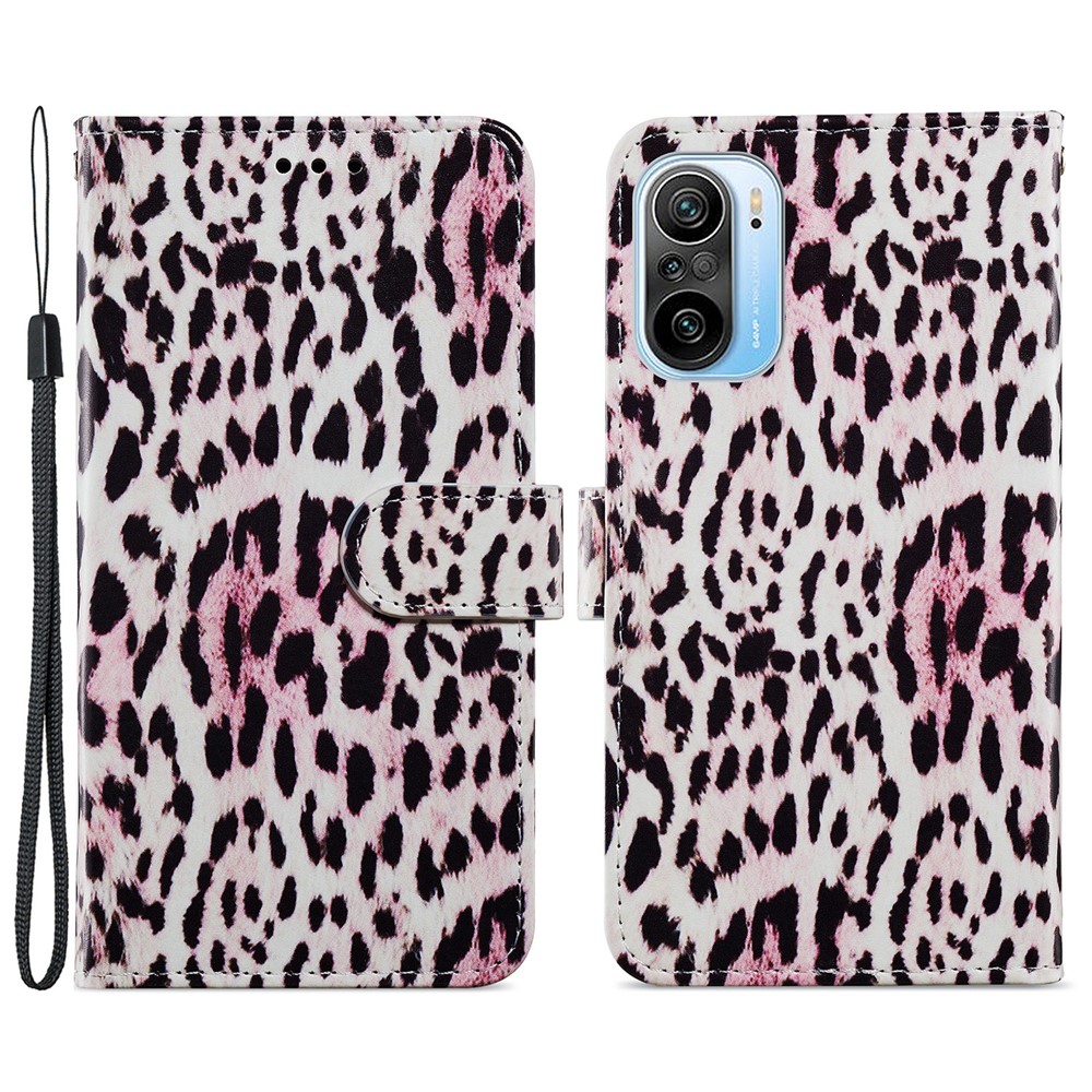 Pattern Printing Wallet Design Leather Phone Case Cover with Stand for Xiaomi Redmi K40/K40 Pro/Mi 11i/Poco F3 - Leopard-1