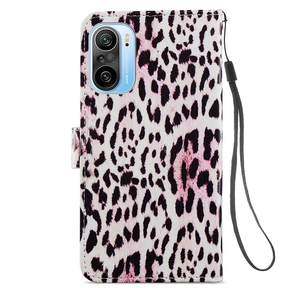 Pattern Printing Wallet Design Leather Phone Case Cover with Stand for Xiaomi Redmi K40/K40 Pro/Mi 11i/Poco F3 - Leopard-3