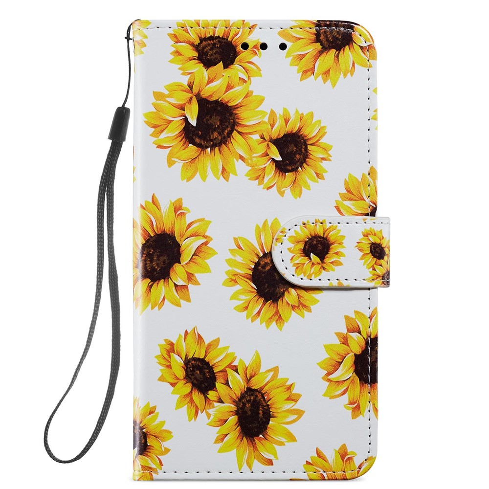 Pattern Impression De Portefeuille De Téléphone Portable Couverture De Support De Support Pour Xiaomi Redmi Note 10 4G / Note 10S - Tournesol-2