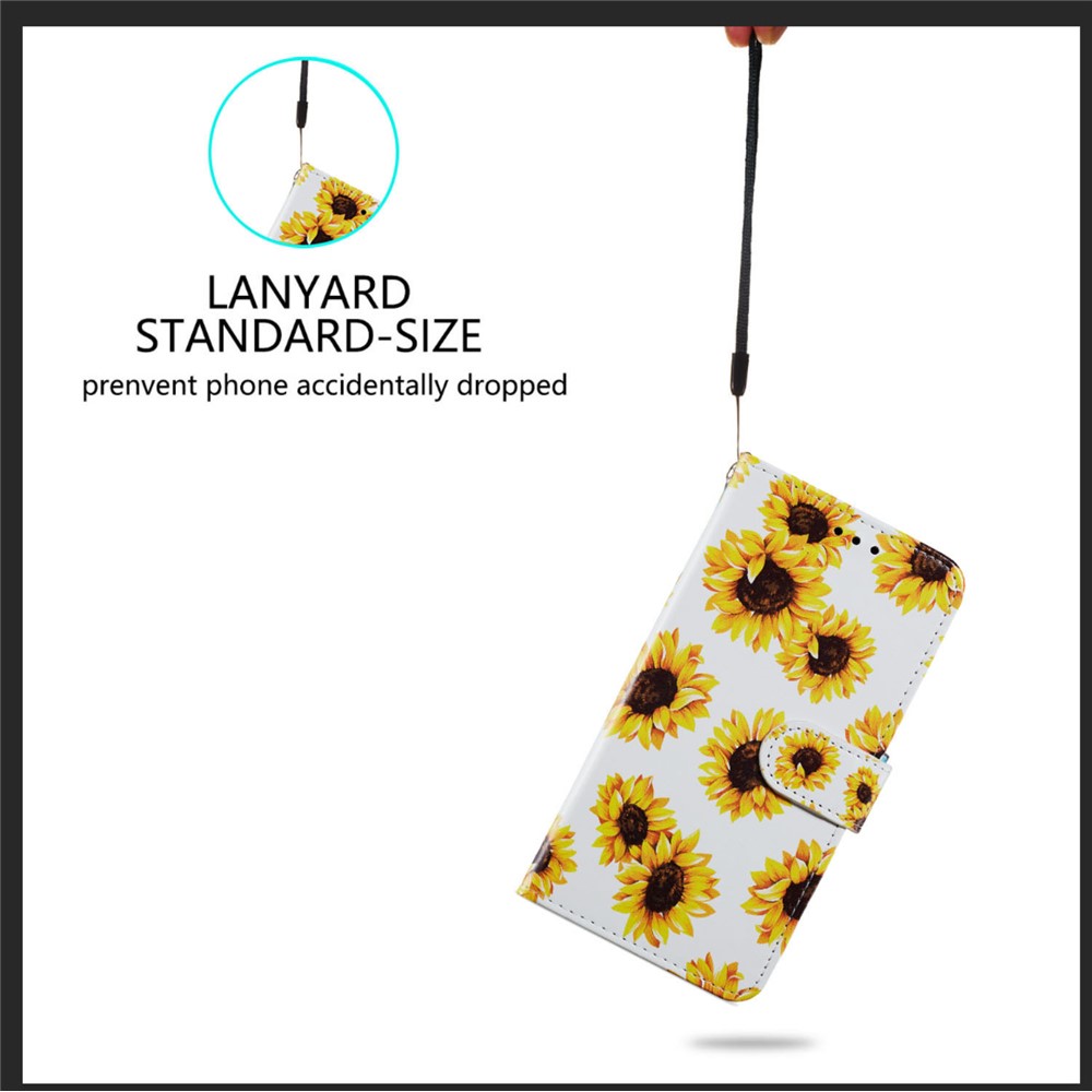 Pattern Printing Leather Phone Case Wallet Stand Design Cover for Xiaomi Redmi Note 10 4G/Note 10S - Sunflower-6